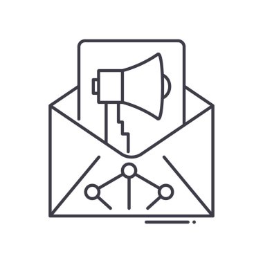 E- posta listesi simgesi, doğrusal izole resimleme, ince çizgi vektörü, web tasarım işareti, düzenlenebilir konsept sembolü beyaz arkaplan üzerinde.