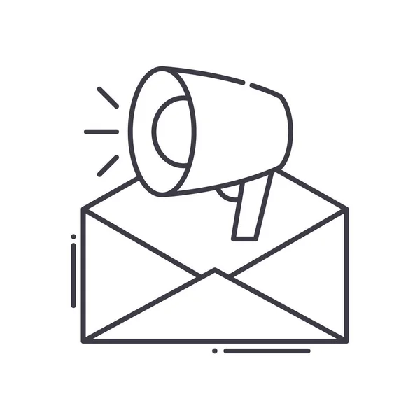 E- posta pazarlama kampanya simgesi, doğrusal izole resimleme, ince çizgi vektörü, web tasarım işareti, düzenlenebilir konsept sembolü beyaz arkaplan üzerinde. — Stok Vektör