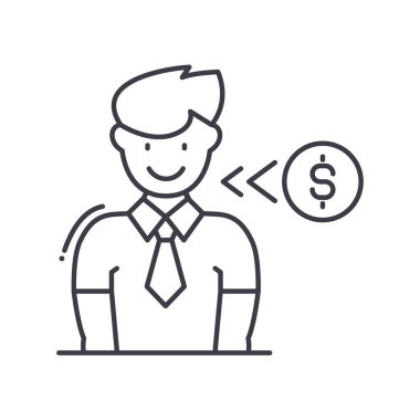 Çalışan maaşları simgesi, doğrusal izole resimleme, ince çizgi vektörü, web tasarım işareti, düzenlenebilir konsept sembolü beyaz arkaplan üzerinde.