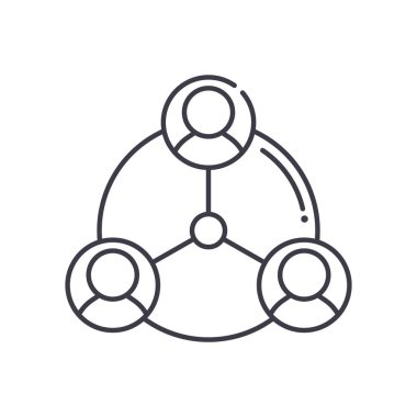 İnsanlar bağlantı simgesi, doğrusal izole edilmiş illüstrasyon, ince çizgi vektörü, web tasarım işareti, düzenlenebilir çizgi konsept sembolü beyaz arkaplan üzerinde.