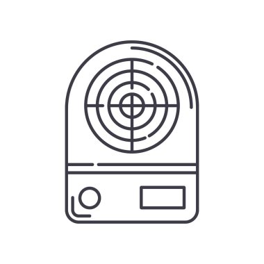 Elektrik ısıtıcısı konsepti simgesi, doğrusal izole çizim, ince çizgi vektörü, web tasarım işareti, düzenlenebilir konsept sembolü beyaz arkaplan üzerinde.