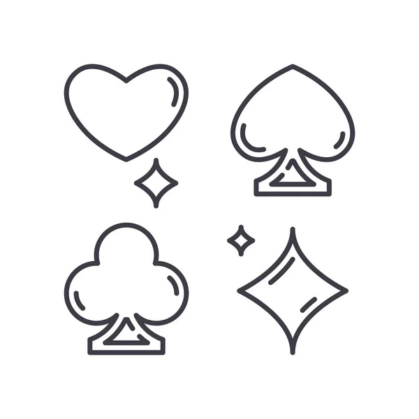 Poker-Symbol, linear isolierte Illustration, dünner Linienvektor, Webdesign-Zeichen, Umrisskonzept-Symbol mit editierbarem Strich auf weißem Hintergrund. — Stockvektor