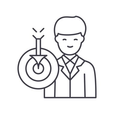 Çalışan becerileri simgesi, doğrusal izole çizim, ince çizgi vektörü, web tasarım işareti, düzenlenebilir konsept sembolü beyaz arkaplan üzerinde.