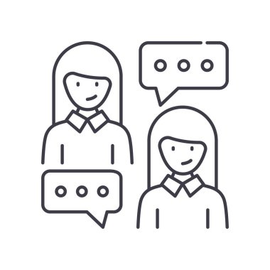 İnsanlar ikonu, doğrusal izole edilmiş illüstrasyon, ince çizgi vektörü, web tasarım işareti, düzenlenebilir beyaz arkaplan üzerinde çizgi konsept sembolü.