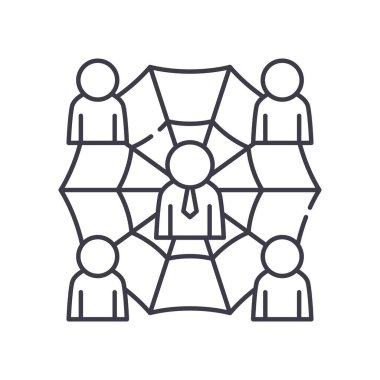 Enterprenuer ağ simgesi, doğrusal izole edilmiş illüstrasyon, ince çizgi vektörü, web tasarım işareti, düzenlenebilir konsept sembolü beyaz arkaplan üzerinde.