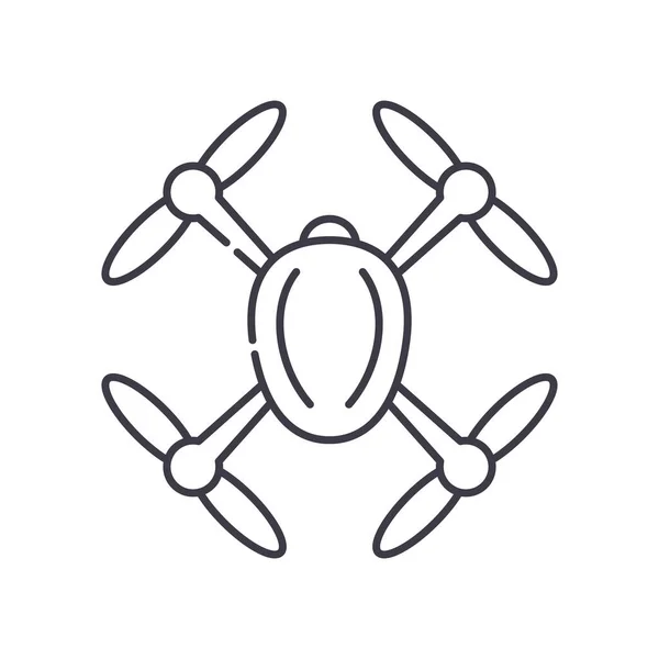 Icône de mécanicien de drone, illustration isolée linéaire, vecteur de ligne mince, signe de conception de Web, symbole de concept de contour avec course modifiable sur fond blanc. — Image vectorielle