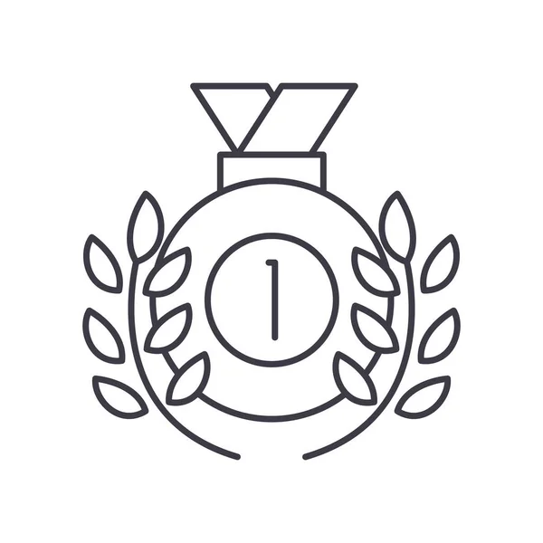 Medal ikon, lineáris elszigetelt illusztráció, vékony vonal vektor, web design jel, vázlat koncepció szimbólum szerkeszthető stroke fehér háttér. — Stock Vector