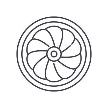 Motor fan simgesi, doğrusal izole edilmiş illüstrasyon, ince çizgi vektörü, web tasarım işareti, düzenlenebilir beyaz arkaplan üzerinde çizgi konsept sembolü.