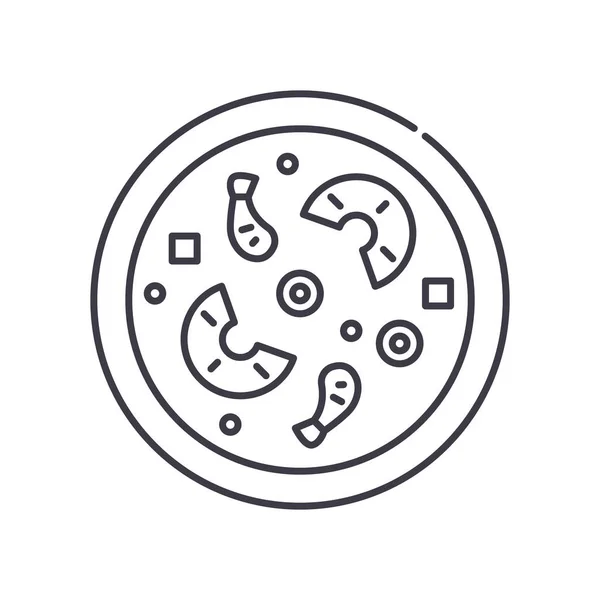 Ikona koncepcji pizzy, odizolowana ilustracja liniowa, wektor cienkiej linii, znak projektu strony internetowej, symbol koncepcji zarysu z edytowalnym pociągnięciem na białym tle. — Wektor stockowy