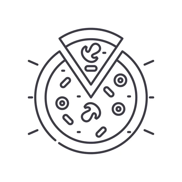 Ikona pizzy, odizolowana ilustracja liniowa, wektor cienkiej linii, znak projektu strony internetowej, symbol koncepcji zarysu z edytowalnym pociągnięciem na białym tle. — Wektor stockowy