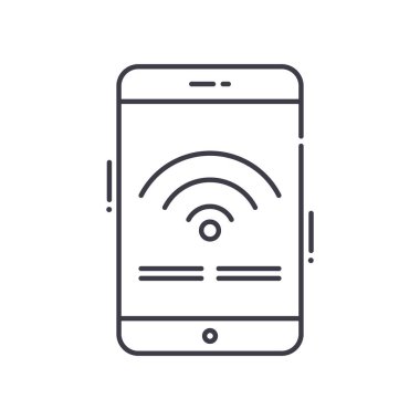 Wifi erişim simgesi, doğrusal izole resimleme, ince çizgi vektörü, web tasarım işareti, düzenlenebilir konsept sembolü beyaz arkaplan üzerinde.
