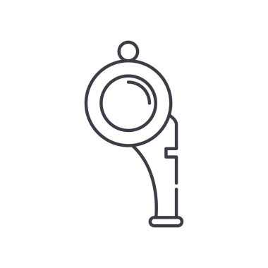 Islık simgesi, doğrusal izole edilmiş illüstrasyon, ince çizgi vektörü, web tasarım işareti, düzenlenebilir beyaz arkaplan üzerinde çizgi konsept sembolü.