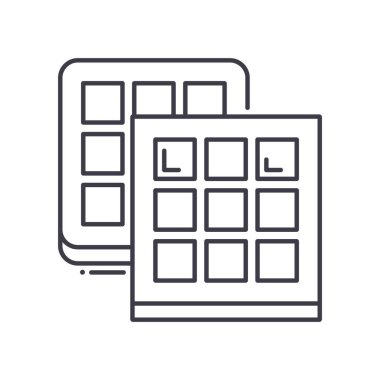 Waffle simgesi, doğrusal izole edilmiş illüstrasyon, ince çizgi vektörü, web tasarım işareti, düzenlenebilir çizgi konsept sembolü beyaz arkaplan üzerinde.