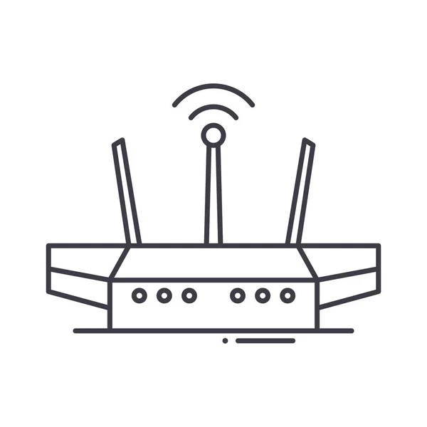 Icono del router Wifi, ilustración lineal aislada, vector de línea delgada, signo de diseño web, símbolo de concepto de contorno con trazo editable sobre fondo blanco. — Vector de stock