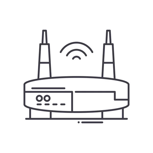 Icono del router Wi fi, ilustración lineal aislada, vector de línea delgada, signo de diseño web, símbolo de concepto de contorno con trazo editable sobre fondo blanco. — Vector de stock