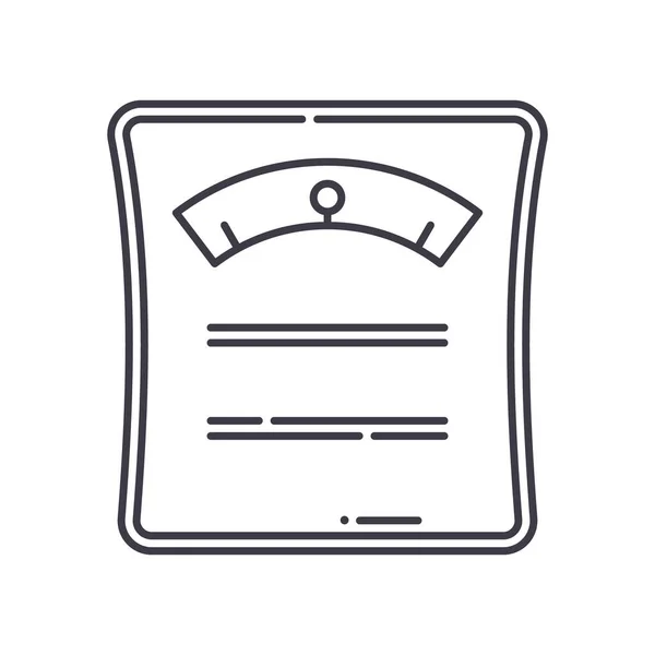 Icono de escala de peso, ilustración lineal aislada, vector de línea delgada, signo de diseño web, símbolo de concepto de contorno con trazo editable sobre fondo blanco. — Vector de stock