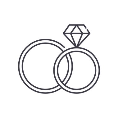 Alyans simgesi, doğrusal izole edilmiş illüstrasyon, ince çizgi vektörü, web tasarım işareti, düzenlenebilir beyaz arkaplan üzerinde çizgi konsept sembolü.