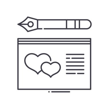 Düğün kartı simgesi, doğrusal izole edilmiş illüstrasyon, ince çizgi vektörü, web tasarım işareti, düzenlenebilir konsept sembolü beyaz arkaplan üzerinde.