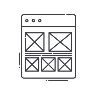 Web sitesi simgesi, doğrusal izole edilmiş illüstrasyon, ince çizgi vektörü, web tasarım işareti, düzenlenebilir çizgi konsept sembolü beyaz arkaplan üzerinde.