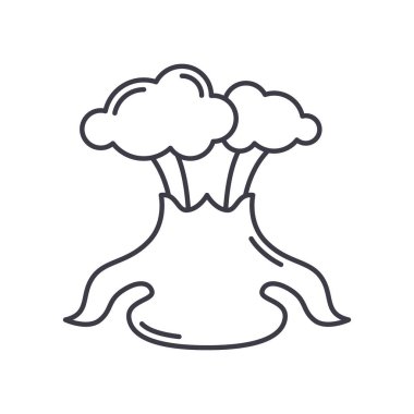 Volkan simgesi, doğrusal izole resimleme, ince çizgi vektörü, web tasarım işareti, düzenlenebilir konsept sembolü beyaz arkaplan üzerinde.