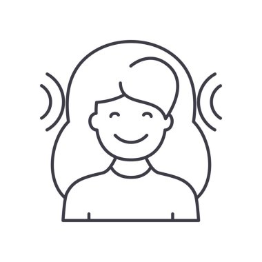 Ses tanıma simgesi, doğrusal izole edilmiş illüstrasyon, ince çizgi vektörü, web tasarım işareti, düzenlenebilir beyaz arkaplan üzerinde çizgi konsept sembolü.