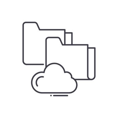 Web veri depolama simgesi, doğrusal izole edilmiş illüstrasyon, ince çizgi vektörü, web tasarım işareti, düzenlenebilir beyaz arkaplan üzerinde çizgi konsept sembolü.