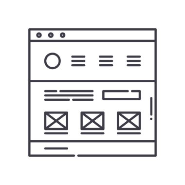 Web sitesi simgesi, doğrusal izole resimleme, ince çizgi vektörü, web tasarım işareti, düzenlenebilir konsept sembolü beyaz arkaplan üzerinde.