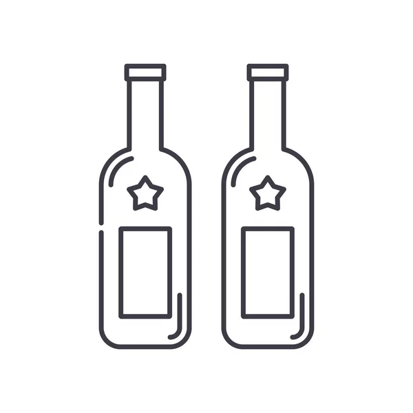 Icône de vodka, illustration linéaire isolée, vecteur de ligne mince, panneau de conception Web, symbole de concept de contour avec trait modifiable sur fond blanc. — Image vectorielle