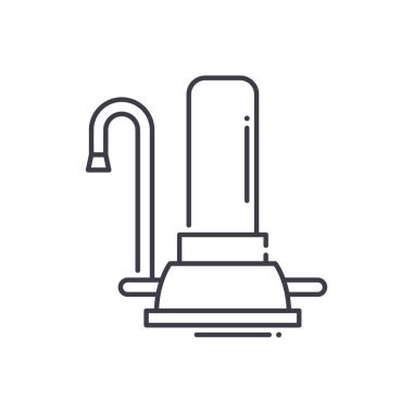 Su filtresi simgesi, doğrusal izole edilmiş illüstrasyon, ince çizgi vektörü, web tasarım işareti, düzenlenebilir beyaz arkaplan üzerinde çizgi konsept sembolü.