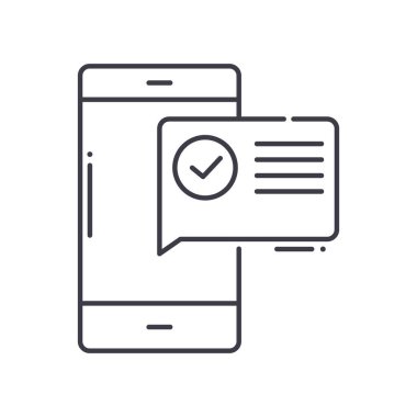 Doğrulama simgesi, doğrusal izole edilmiş illüstrasyon, ince çizgi vektörü, web tasarım işareti, düzenlenebilir beyaz arkaplan üzerinde çizgi konsept sembolü.