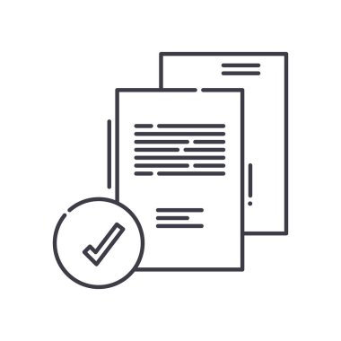 Veri simgesi, doğrusal izole edilmiş illüstrasyon, ince çizgi vektörü, web tasarım işareti, düzenlenebilir beyaz arkaplan üzerinde çizgi konsept sembolünü doğrula.