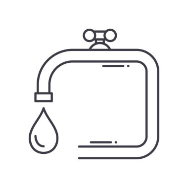 Su tedarik simgesi, doğrusal izole edilmiş illüstrasyon, ince çizgi vektörü, web tasarım işareti, beyaz arkaplanda düzenlenebilir inme ile ana konsept sembolü.