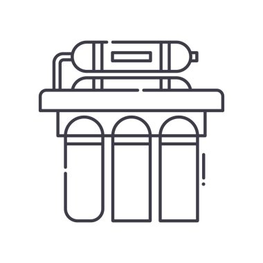 Su filtresi konsepti simgesi, doğrusal izole çizim, ince çizgi vektörü, web tasarım işareti, düzenlenebilir konsept sembolü beyaz arkaplan üzerinde.