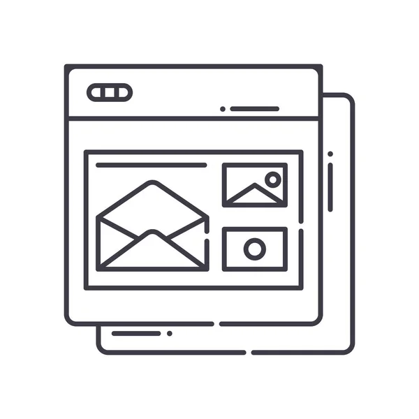 Website-Mail-Symbol, linear isolierte Illustration, dünner Linienvektor, Webdesign-Zeichen, Umrisskonzept-Symbol mit editierbarem Strich auf weißem Hintergrund. — Stockvektor