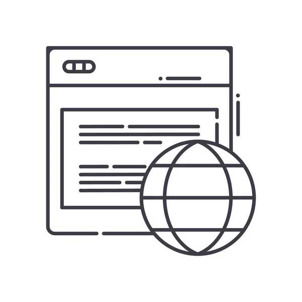 Website concept icoon, lineaire geïsoleerde illustratie, dunne lijn vector, web design teken, schets concept symbool met bewerkbare slag op witte achtergrond. — Stockvector