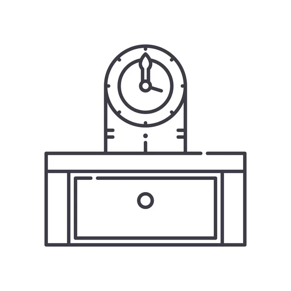 Uhr-Symbol, linear isolierte Illustration, dünner Linienvektor, Webdesign-Schild, Konturenkonzept-Symbol mit editierbarem Strich auf weißem Hintergrund. — Stockvektor