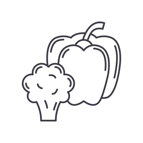 Icône de légumes, illustration linéaire isolée, vecteur de ligne mince, panneau de conception Web, symbole de concept de contour avec trait modifiable sur fond blanc. — Image vectorielle