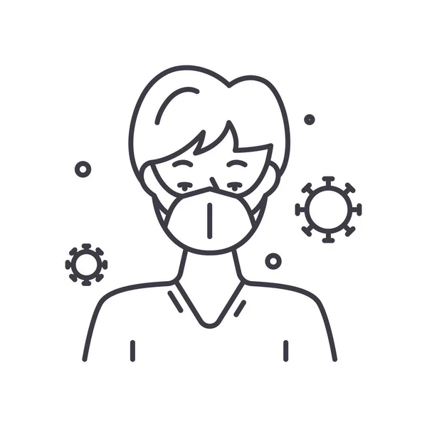 Draag een masker pictogram, lineaire geïsoleerde illustratie, dunne lijn vector, web design teken, schets concept symbool met bewerkbare slag op witte achtergrond. — Stockvector