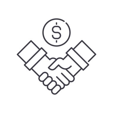 Ortaklık simgesi, doğrusal izole edilmiş illüstrasyon, ince çizgi vektörü, web tasarım işareti, düzenlenebilir beyaz arkaplan üzerinde çizgi konsept sembolü.