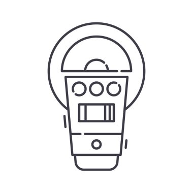 Park metresi simgesi, doğrusal izole edilmiş illüstrasyon, ince çizgi vektörü, web tasarım işareti, düzenlenebilir beyaz arkaplan üzerinde çizgi konsept sembolü.