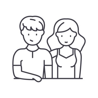 Ebeveyn simgesi, doğrusal izole edilmiş illüstrasyon, ince çizgi vektörü, web tasarım işareti, düzenlenebilir çizgi konsept sembolü beyaz arkaplan üzerinde.