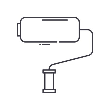 Boya silindiri konsepti simgesi, doğrusal izole çizim, ince çizgi vektörü, web tasarım işareti, düzenlenebilir konsept sembolü beyaz arkaplan üzerinde.