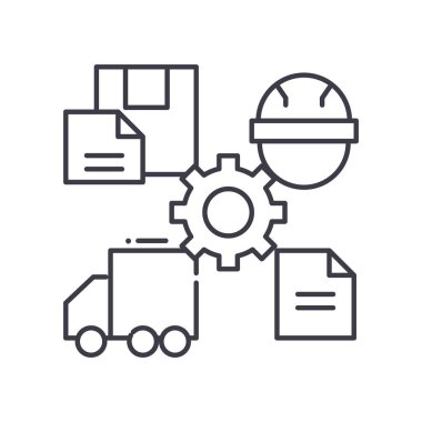 Düzen işleme konsepti simgesi, doğrusal izole çizim, ince çizgi vektörü, web tasarım işareti, düzenlenebilir konsept sembolü beyaz arkaplan üzerinde.