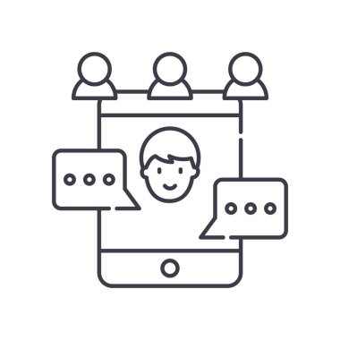 Organik mobil reklam simgesi, doğrusal izole edilmiş illüstrasyon, ince çizgi vektörü, web tasarım işareti, düzenlenebilir konsept sembolü beyaz arkaplan üzerinde.