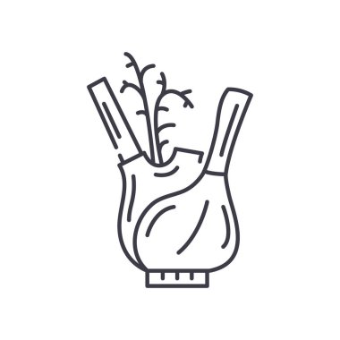 Fenhel simgesi, doğrusal izole edilmiş illüstrasyon, ince çizgi vektörü, web tasarım işareti, düzenlenebilir çizgi konsept sembolü beyaz arkaplan üzerinde.