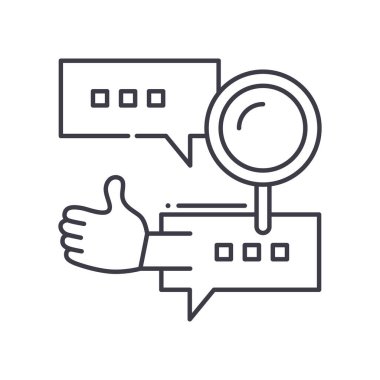 Geribildirim servisi simgesi, doğrusal izole edilmiş illüstrasyon, ince çizgi vektörü, web tasarım işareti, düzenlenebilir beyaz arkaplan üzerinde çizgi konsept sembolü.