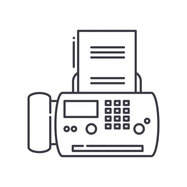 Ícone da mensagem do fax, ilustração isolada linear, vetor fino da linha, sinal do projeto da correia fotorreceptora, símbolo do conceito do esboço com curso editável no fundo branco. — Vetor de Stock