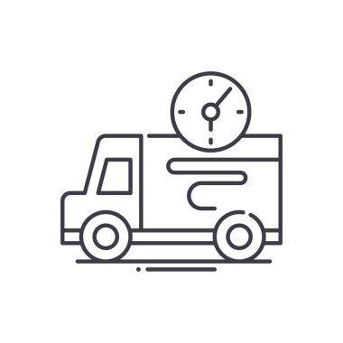 Hızlı dağıtım simgesi, doğrusal izole edilmiş illüstrasyon, ince çizgi vektörü, web tasarım işareti, düzenlenebilir beyaz arkaplan üzerinde çizgi konsept sembolü.