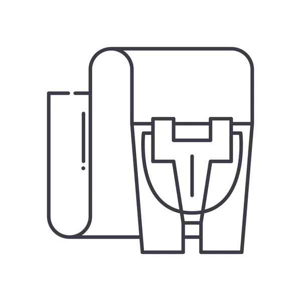 Icono del sujetador, ilustración aislada lineal, vector de línea delgada, signo de diseño web, símbolo de concepto de contorno con trazo editable sobre fondo blanco. — Vector de stock