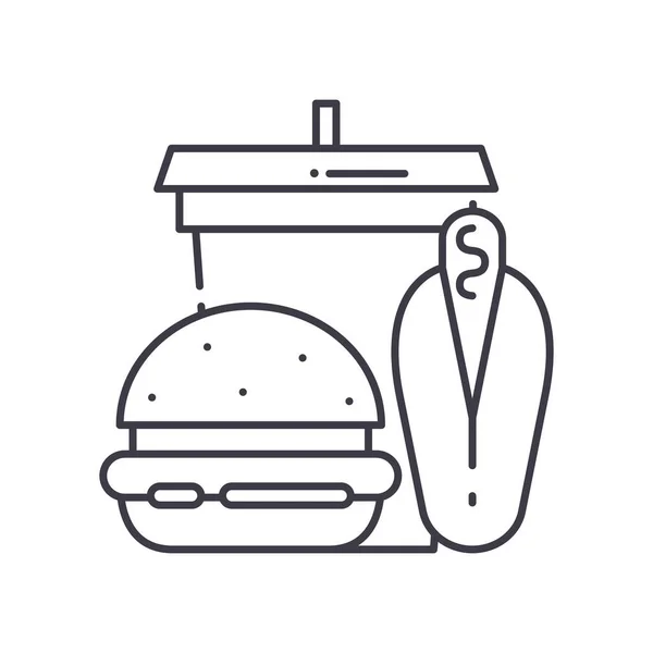 Ikona Fast Food, odizolowana ilustracja liniowa, wektor cienkiej linii, znak projektowy strony internetowej, symbol koncepcji zarysu z edytowalnym pociągnięciem na białym tle. — Wektor stockowy